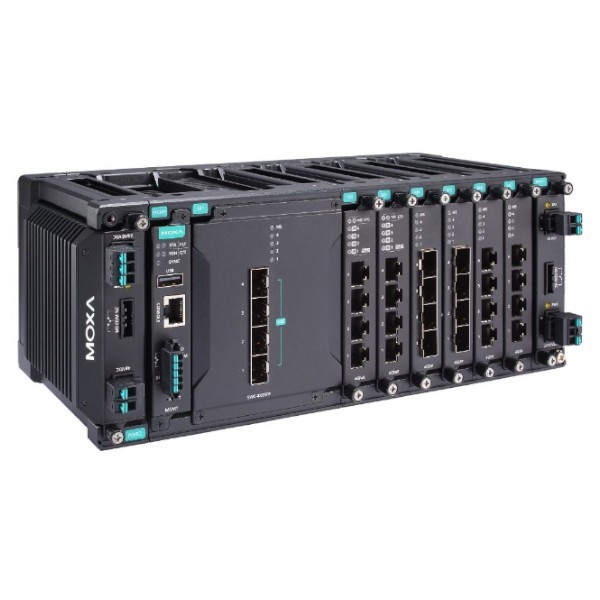 MDS-G4028-L3-4XGS-T 28 portowy, modułowy switch zarządzalny na szynę DIN warstwy 3, 4 porty 10G
