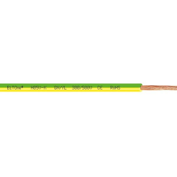 Przewód instalacyjny BiTOne H05V-K 1x1,0, 300/500V zielono żółty - szpulka 100 metrów