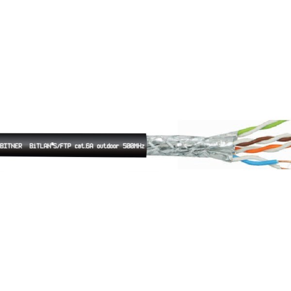 TI0090 Kabel do sieci informatycznych BiTLAN S/FTP cat.6A zewnętrzny 500MHz - bęben 500m