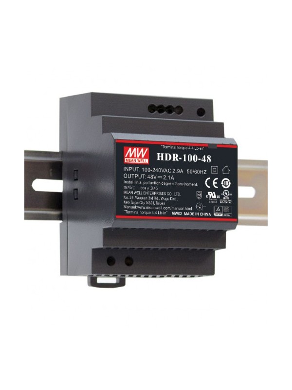 HDR-100-48 Zasilacz na szynę DIN 100W 48V 1.92A HDR-100-48 Zasilacz na szynę DIN 100W 48V 1.92A