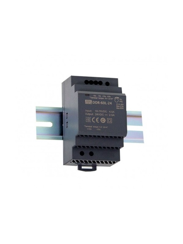 DDR-60G-12 przetwornica DC/DC na szynę DIN 60W 9~36V-12V 5A DDR-60G-12 przetwornica DC/DC na szynę DIN 60W 9~36V-12V 5A