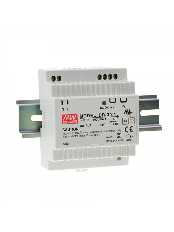 DR-30-24 Zasilacz na szynę DIN 30W 24V 1.5A DR-30-24 Zasilacz na szynę DIN 30W 24V 1.5A