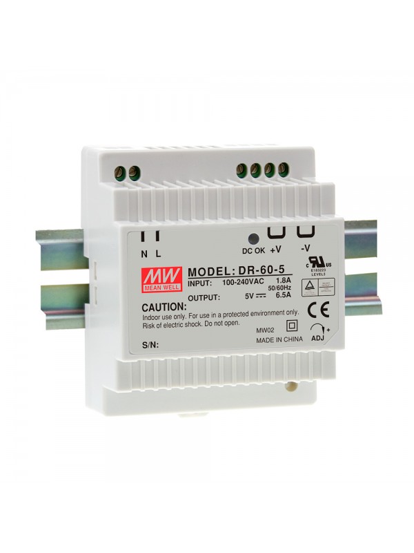 DR-60-24 Zasilacz na szynę DIN 60W 24V 2.5A DR-60-24 Zasilacz na szynę DIN 60W 24V 2.5A