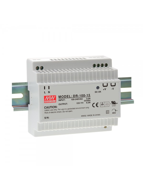 DR-100-12 Zasilacz na szynę DIN 100W 12V 7.5A DR-100-12 Zasilacz na szynę DIN 100W 12V 7.5A