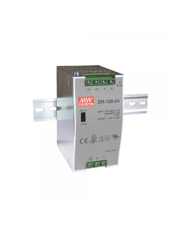 DR-120-24 Zasilacz na szynę DIN 120W 24V 5A DR-120-24 Zasilacz na szynę DIN 120W 24V 5A