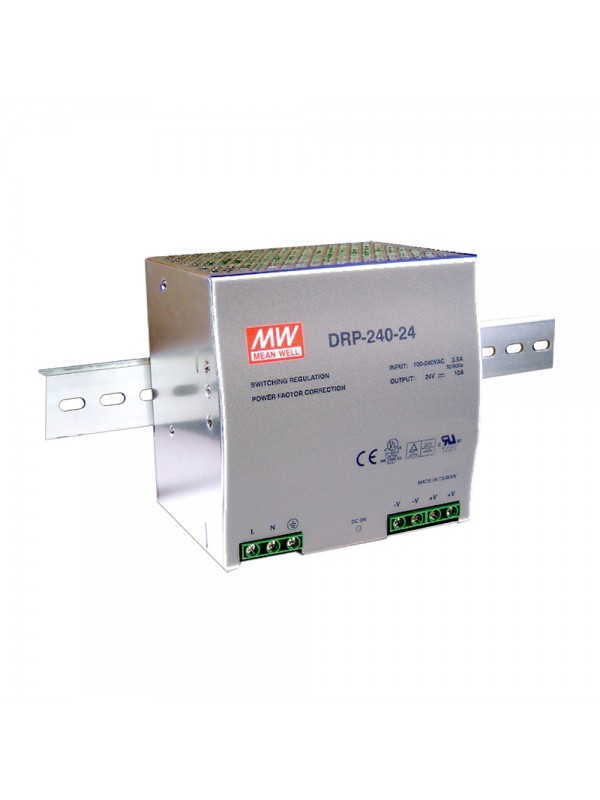 DRP-240-24 Zasilacz na szynę DIN 240W 24V 10A DRP-240-24 Zasilacz na szynę DIN 240W 24V 10A