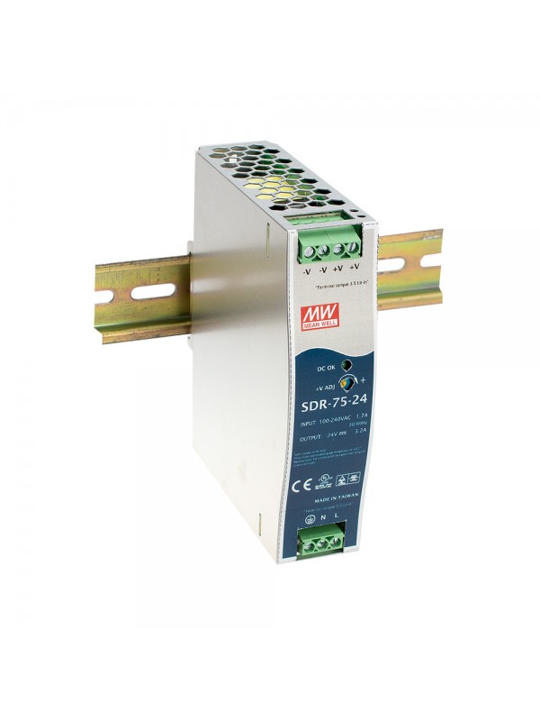SDR-75-48 Zasilacz na szynę DIN 75W 48V 1.6A SDR-75-48 Zasilacz na szynę DIN 75W 48V 1.6A