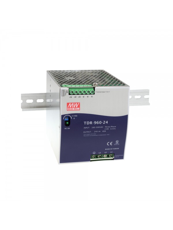 TDR-960-48 Zasilacz na szynę DIN 3-fazowy 960W 48V TDR-960-48 Zasilacz na szynę DIN 3-fazowy 960W 48V