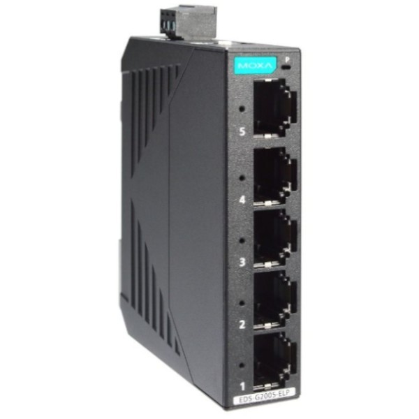 EDS-G2005-ELP switch 5x Ethernet 10/100/1000BaseTx, niezarządzalny, na szynę DIN, plastikowa obudowa