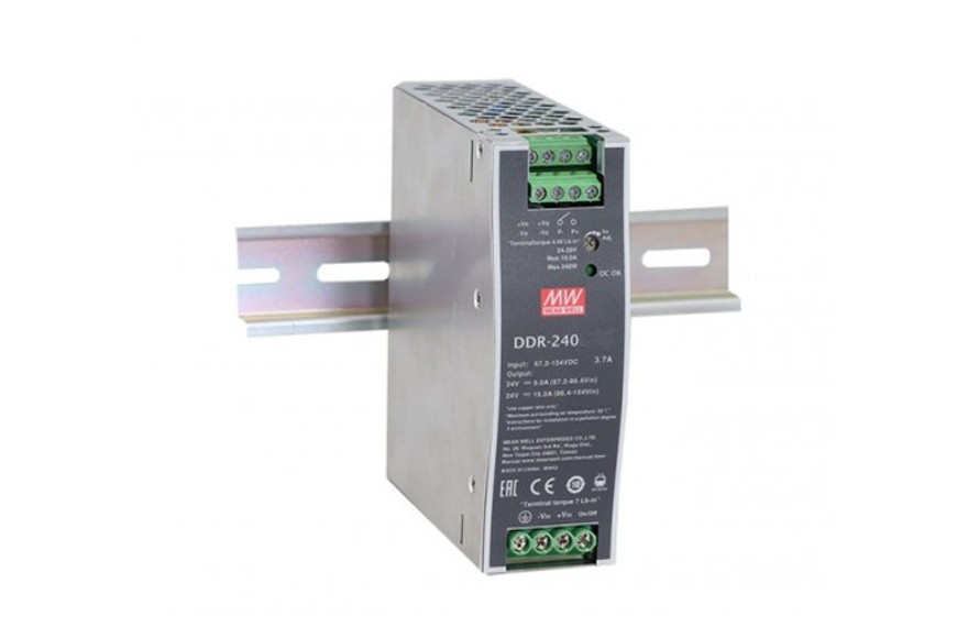 Przetwornica DC/DC na szynę DIN z normą kolejową EN50155 - model DDR-240