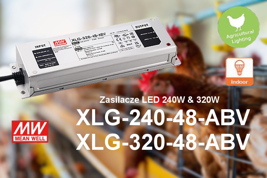 Zasilacze XLG-240-48-ABV i XLG-320-48-ABV do zastosowania w rolnictwie.