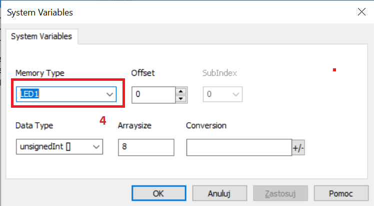 Rys 5. Rozwinięcie listy Memory Type
